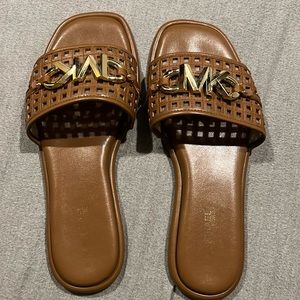 Brown and gold MK sandals
